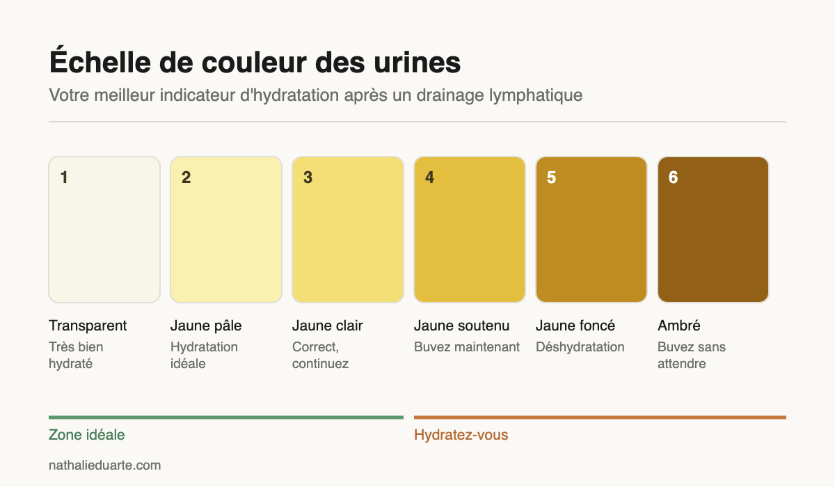 Échelle de couleur des urines foncées après un drainage lymphatique